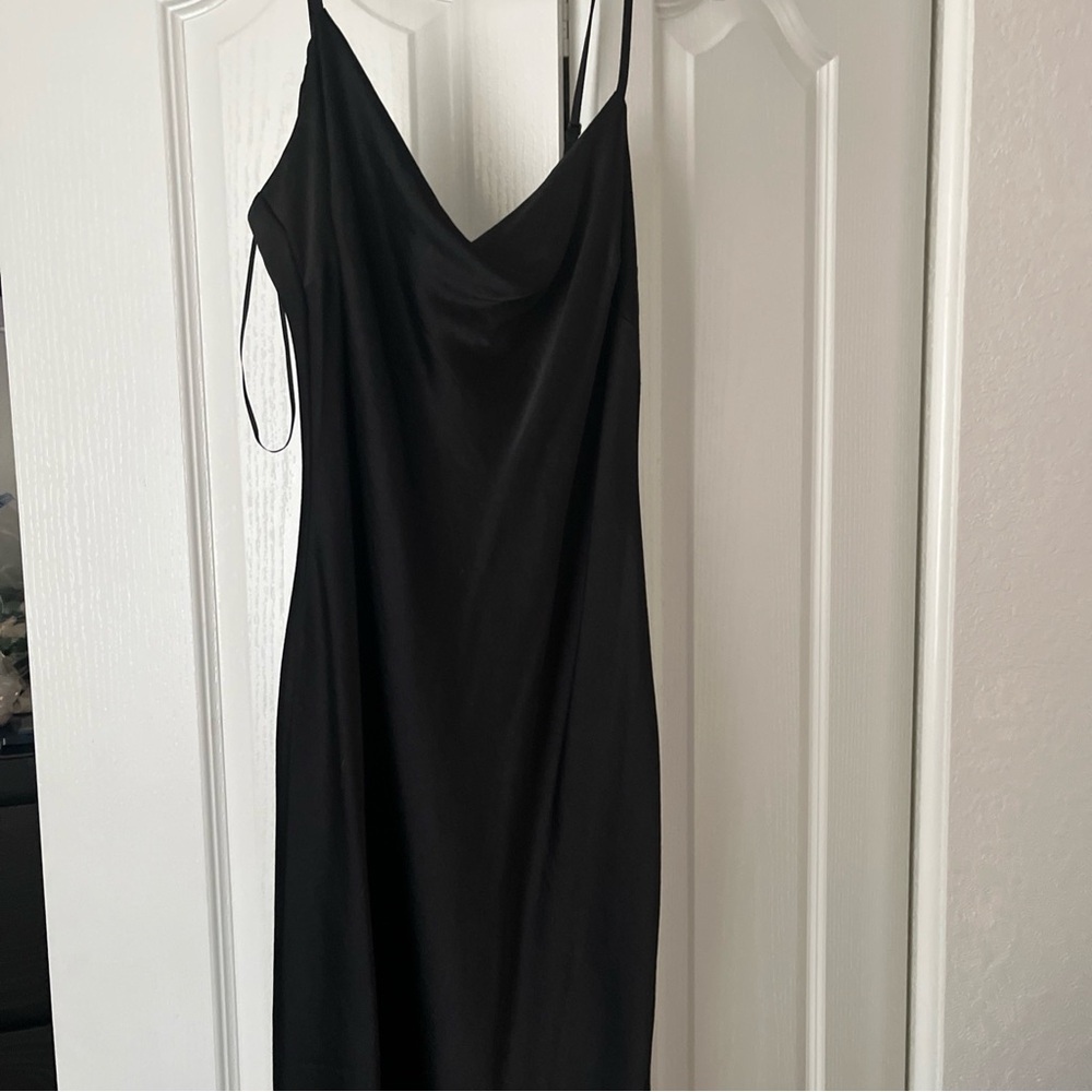 Express Black Strapless Cowl Slip Dress